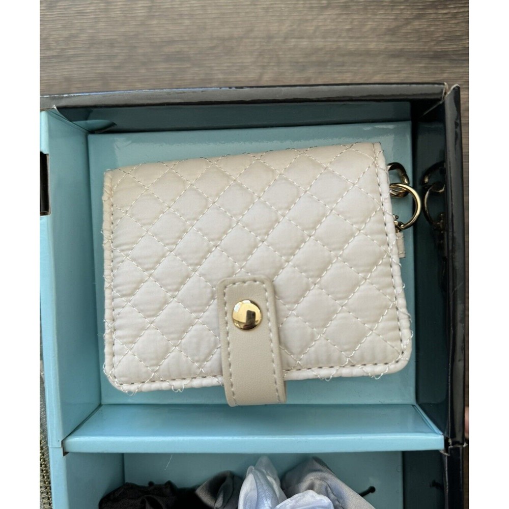 Cynthia Rowley Cream Quilted Mini Backpack Gift Set with Card Case & 4 Scrungies - Picture 4 of 4